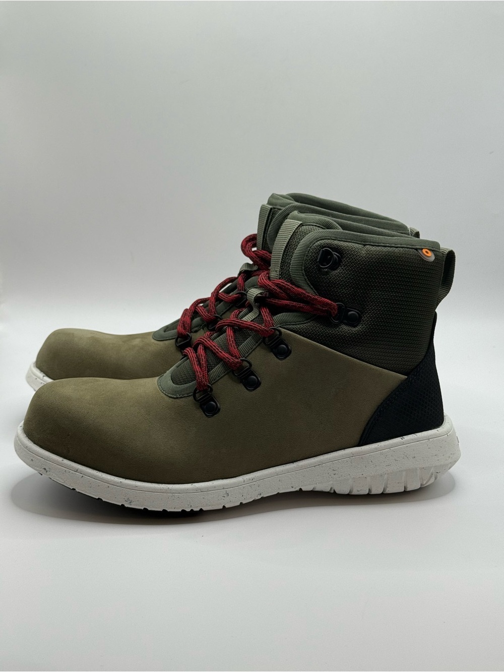 Bogs Olive Green and Black Kids Boots with Red Laces